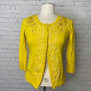NWOT KATE SPADE Kati yellow jeweled cardigan small